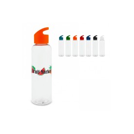 Loop waterfles 600ml - rPET - transparant met gekleurde dop