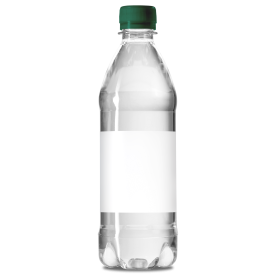 Waterflesje (gevuld) 500 ml - rPET - platte dop