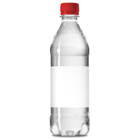 Waterflesje (gevuld) 500 ml - rPET - platte dop