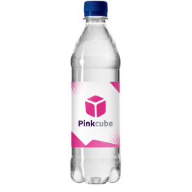 Bronwater 500ml met platte dop-Transparant, #dde0e5-Full Colour