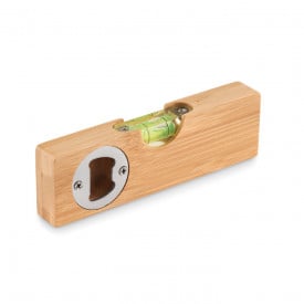 Waterpas met flesopener - bamboe - 15x4.5cm