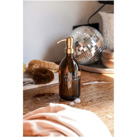 Wellmark Bubbles handzeepdispenser 500ml - glas - vegan - bamboe geur - navulbaar
