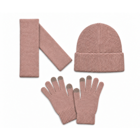 Winterset - nylon en acryl - sjaal, muts en touchscreen handschoenen-Dusty pink