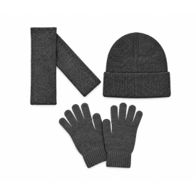 Winterset - nylon en acryl - sjaal, muts en touchscreen handschoenen-Melee grijs