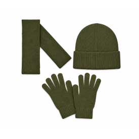 Winterset - nylon en acryl - sjaal, muts en touchscreen handschoenen-Olijf groen