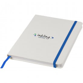 Witte A5 spectrum notitieboek met gekleurde sluiting-Wit,koningsblauw