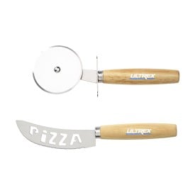 Wooosh pizzaset – RVS mes & snijder – FSC beukenhouten handgreep