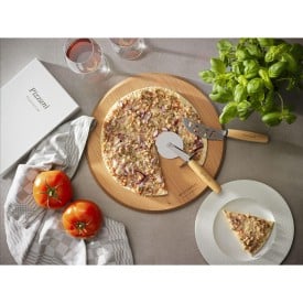 Wooosh pizzaset – RVS mes & snijder – FSC beukenhouten handgreep