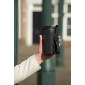 Wooosh RCS Varga koffiebeker 400ml - gerecylced RVS - dubbelwandig - lekvrij - met draaglus