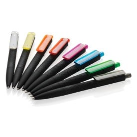 X3 balpen - kunststof - blauwe inkt - smooth touch - zwart
