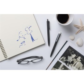 X3 balpen - kunststof - blauwe inkt - smooth touch - zwart