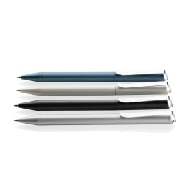 Xavi balpen - gerecycled aluminium - blauwe inkt - draaimechanisme