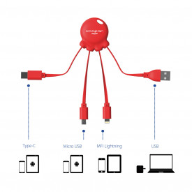 Xoopar Eco Octopus - rPET en biologisch kunststof - 3 connectors