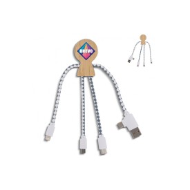 Xoopar Mr. Bio oplaadkabel - bamboe - USB-A en C