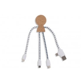 Xoopar Mr. Bio oplaadkabel - kurk - USB-A en C - 3 connectoren
