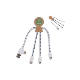 Xoopar Mr. Bio oplaadkabel - kurk - USB-A en C - 3 connectoren