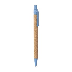 Yarden balpen - kurk - blauwe inkt - tarwestro top, clip en punt