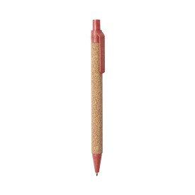 Yarden balpen - kurk - blauwe inkt - tarwestro top, clip en punt-Rood