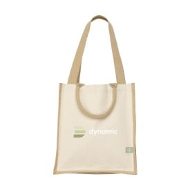 Yucatan shopper - jute en organisch canvas - 320 g/m2 - 30 x 33 x 19 cm - GOTS - korte en lange hengsels