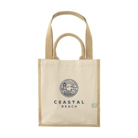 Yucatan shopper - jute en organisch canvas - 320 g/m2 - 30 x 33 x 19 cm - GOTS - korte en lange hengsels
