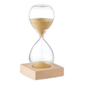 Desert zandloper - glas - 5 minuten - houten basis