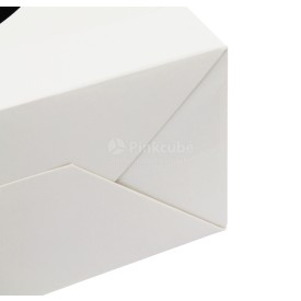 Luxe papieren tas 190 g/m² - A5+ - zwart/wit - glanslaminaat - katoenen koord