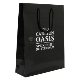Luxe papieren tas 190 g/m² - A3 - zwart/wit - glanslaminaat - katoenen koord