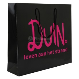 Luxe papieren tas 190 g/m² - A3 liggend - zwart/wit - glanslaminaat - katoenen koord