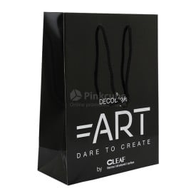 Luxe papieren tas 190 g/m² - A4 - zwart/wit - glanslaminaat - katoenen koord