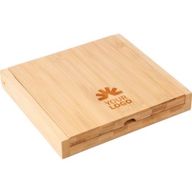 Zea kaasplank 20,3 x 19 cm - bamboe - met kaasmessen - 5-delig - in doos
