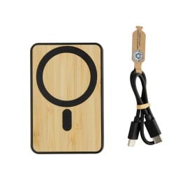 Zen RCS rplastic 5000 mah 5W magnetische bamboe powerbank-Zwart