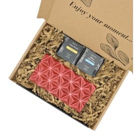 Zen Tea & Choco box small - ambachtelijke chocoreep - 2 smaken thee - in verzenddoos