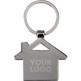Huis sleutelhanger - zink en bamboe - 4.8 cm - gat aan bovenzijde