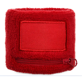 Zip Zweetbandje met label-1 kleur-Rood, #d92227