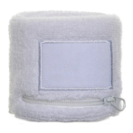 Zip Zweetbandje met label-1 kleur-Wit, #ffffff