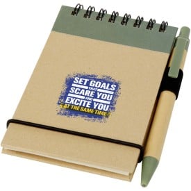 Zurse gerecycled notitieboekje A7 met pen-Heather groen, naturel