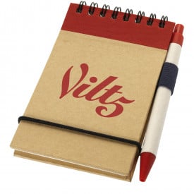 Zurse gerecycled notitieboekje met pen-Rood-zonder opdruk