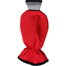 Zwarte plastic ijskrabber met fleece gevoerde want-Rood-Zonder opdruk