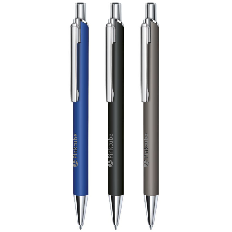 Arvent balpen - metaal - blauwe inkt - soft touch