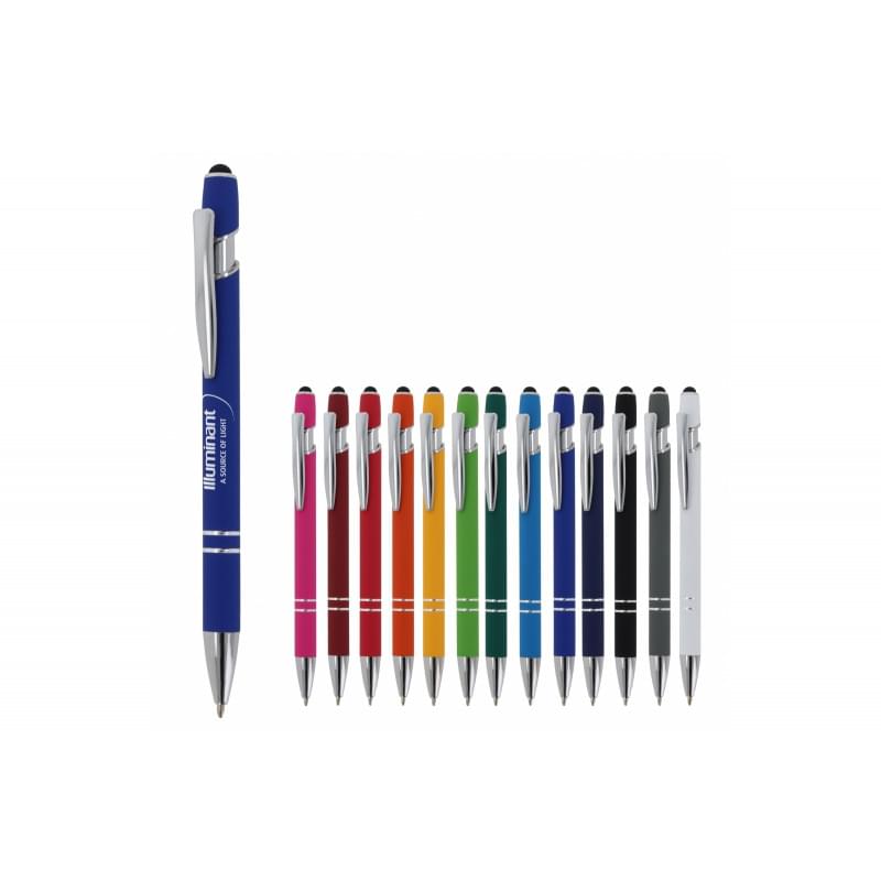 Paris stylus balpen - metaal - blauwe inkt - soft touch afwerking