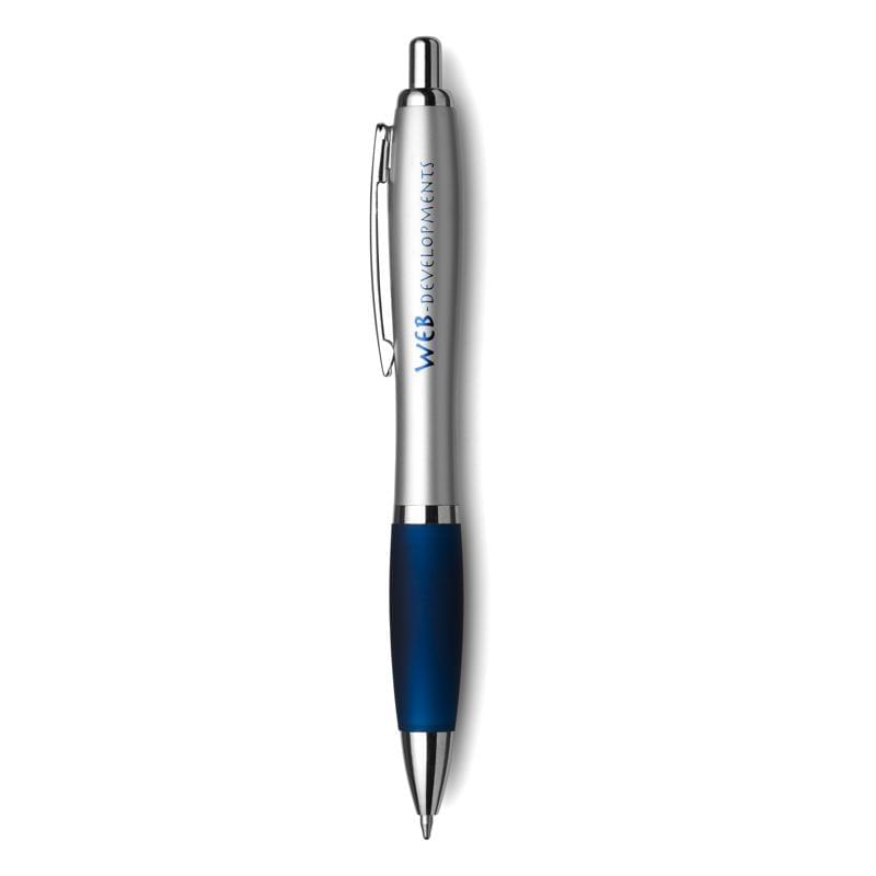 Cardiff balpen - kunststof - blauwe inkt - gekleurde rubberen grip - metalen clip
