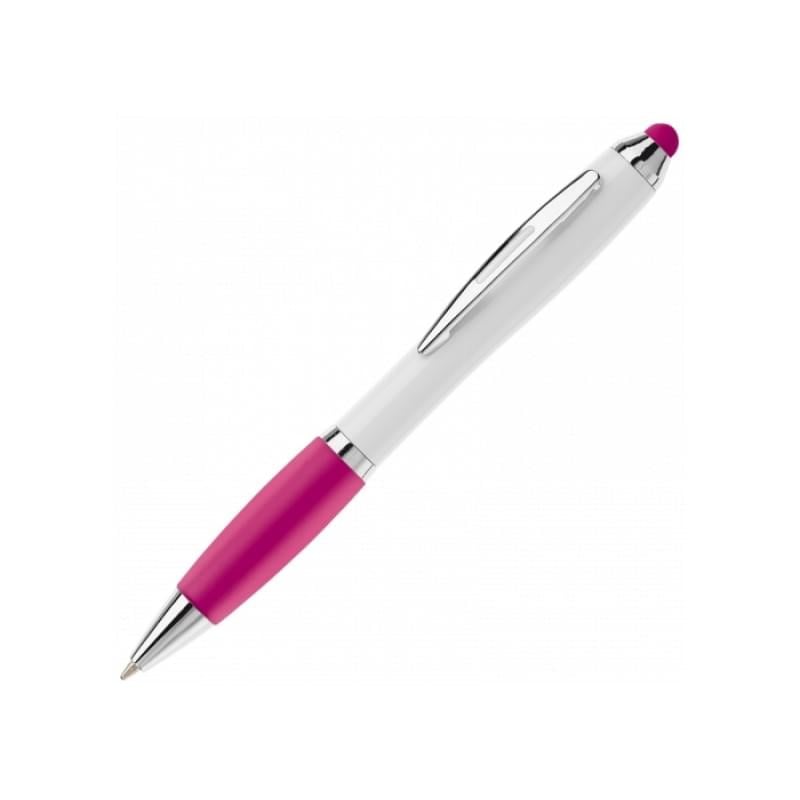 Hawaï stylus balpen - kunststof - blauwe inkt - gekleurde stylus - draaimechanisme - frosty grip - hard colour