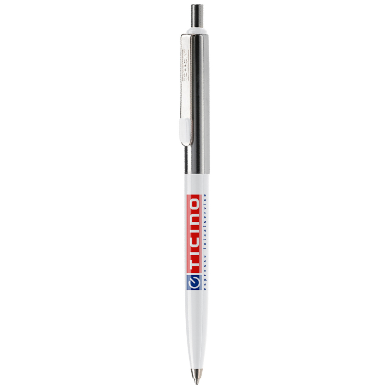 Topper balpen - metaal - blauwe inkt - verchroomde delen