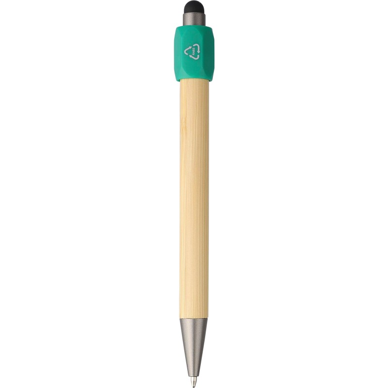 Fenn stylusbalpen - bamboe - blauwe inkt - drukknop - spinnerfunctie 