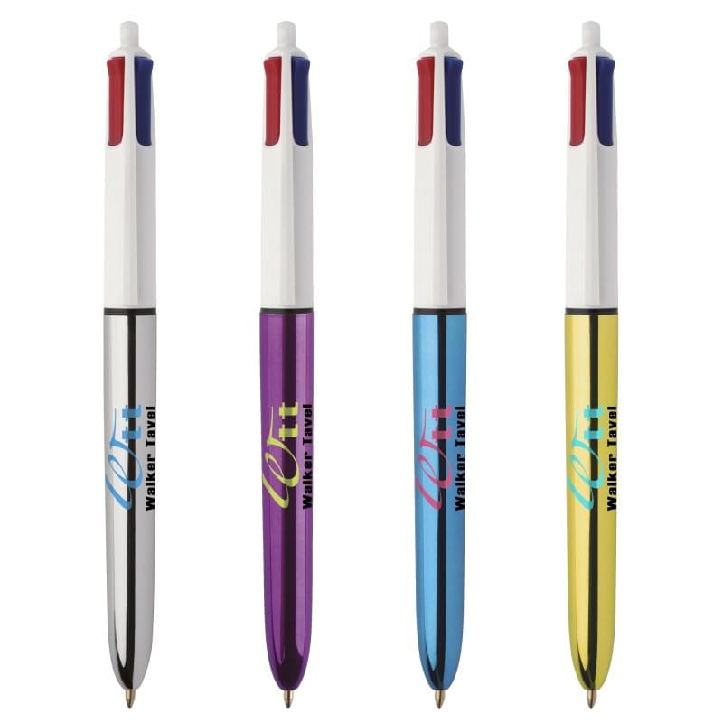 BIC® 4 colours balpen - kunststof - zwart / blauw / rood / groen - metallic