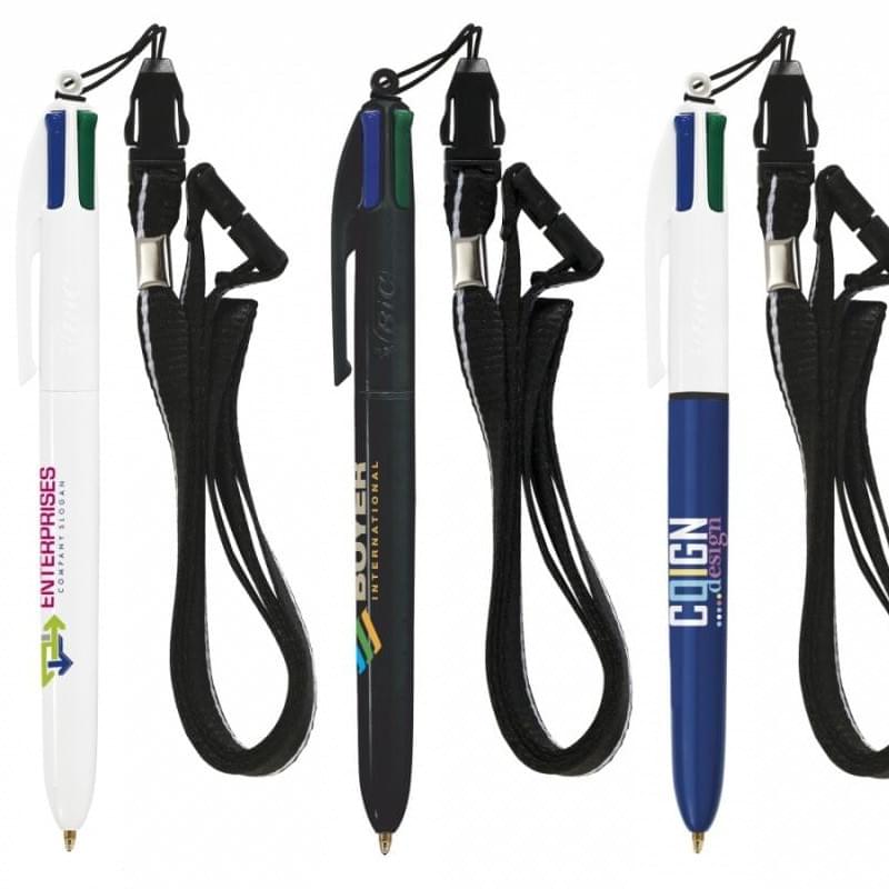 BIC® 4 colours balpen - kunststof - met lanyard