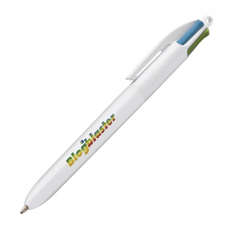 BIC® 4 Colours fashion balpen - kunststof - turquoise / zuurgroen / dieppaars / roze