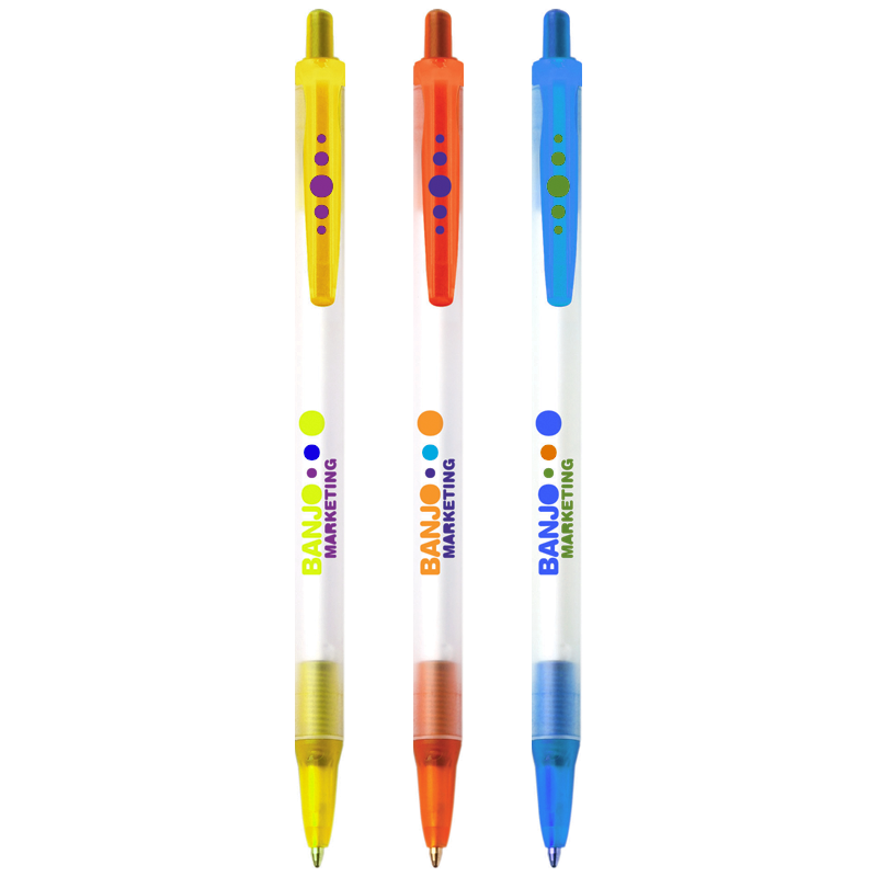 BIC® Clic stic balpen - kunststof - zwarte, blauwe inkt