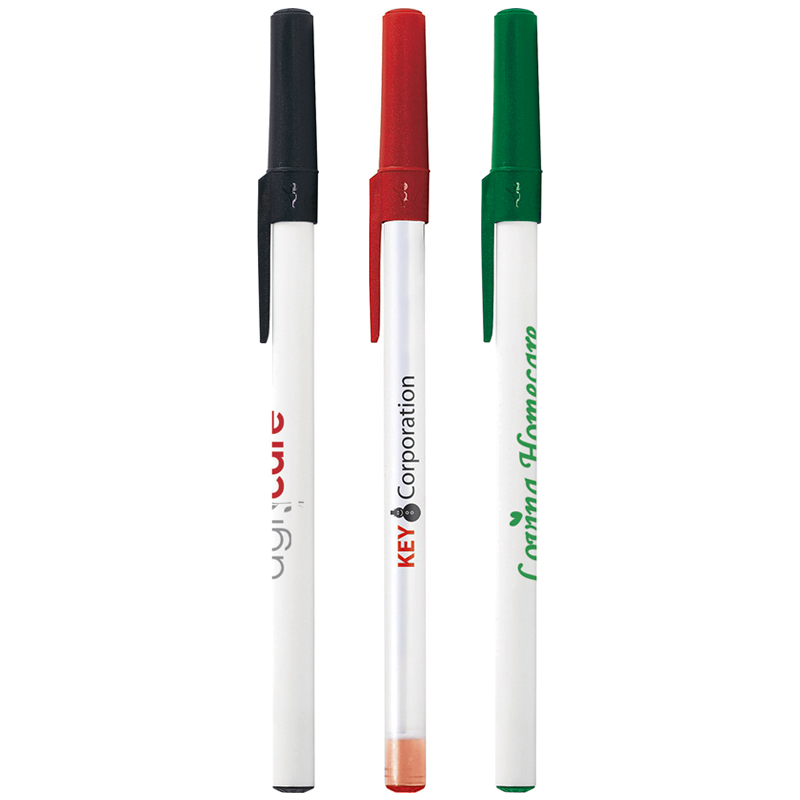 BIC® Round stic® balpen - kunststof - zwarte, blauwe inkt - losse dop