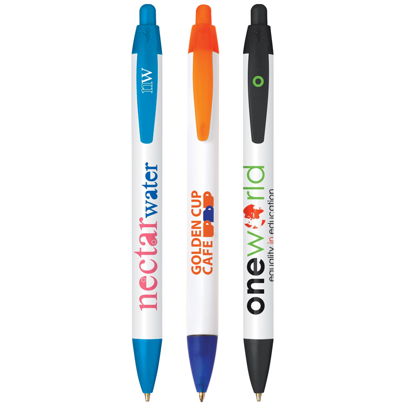 BIC® Wide Body™ - balpen - kunststof - zwarte, blauwe inkt - grote opdrukruimte